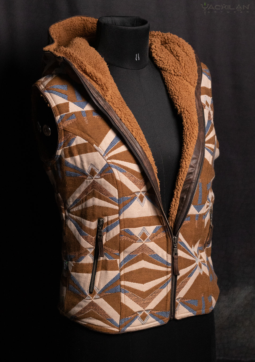 Hooded Sleeveless Jacket Woman / French Jaquard - NAMIBIA