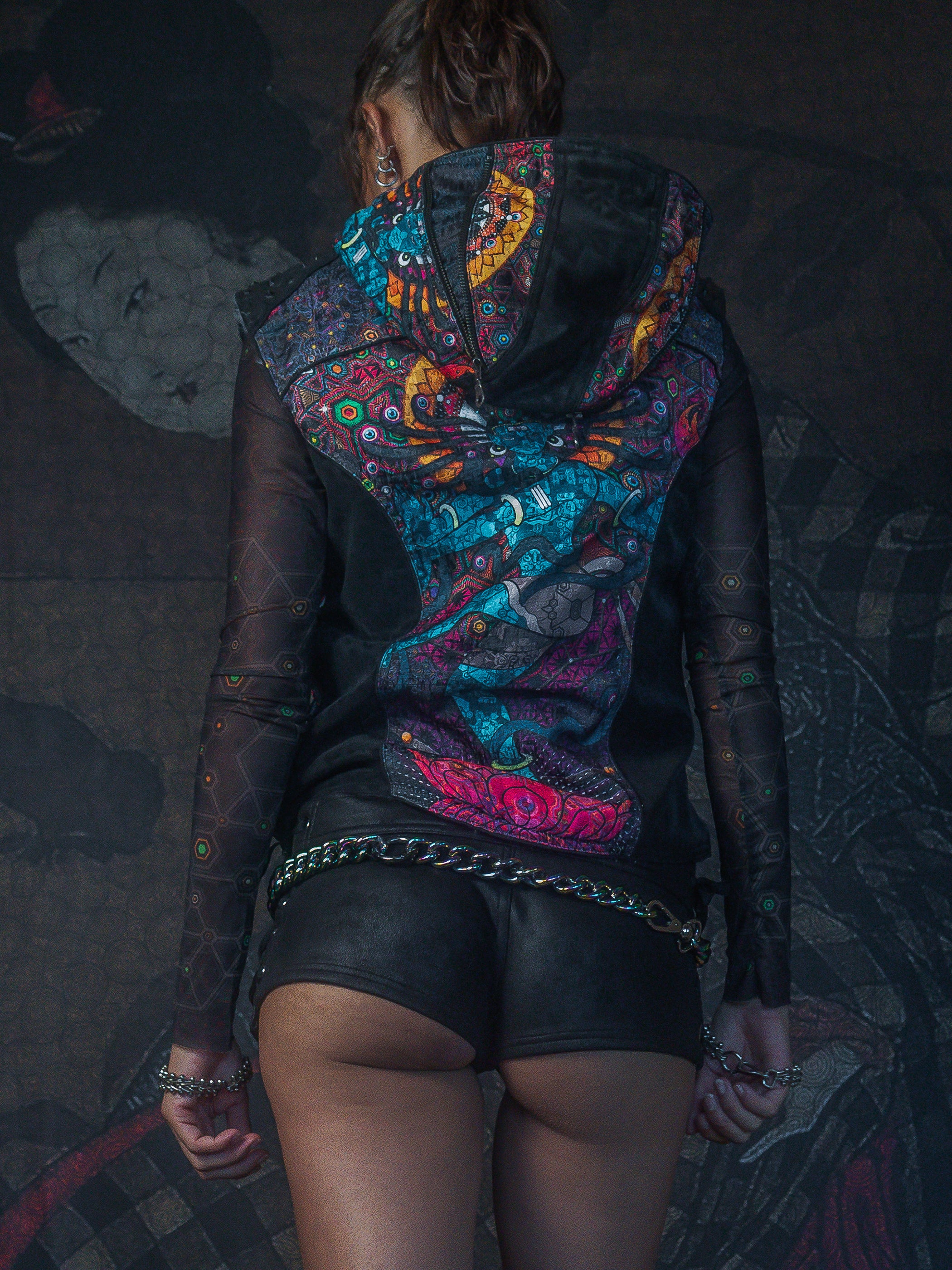 Sleeveless Jacket / Satin Fake Leather Fur - NATARAJA