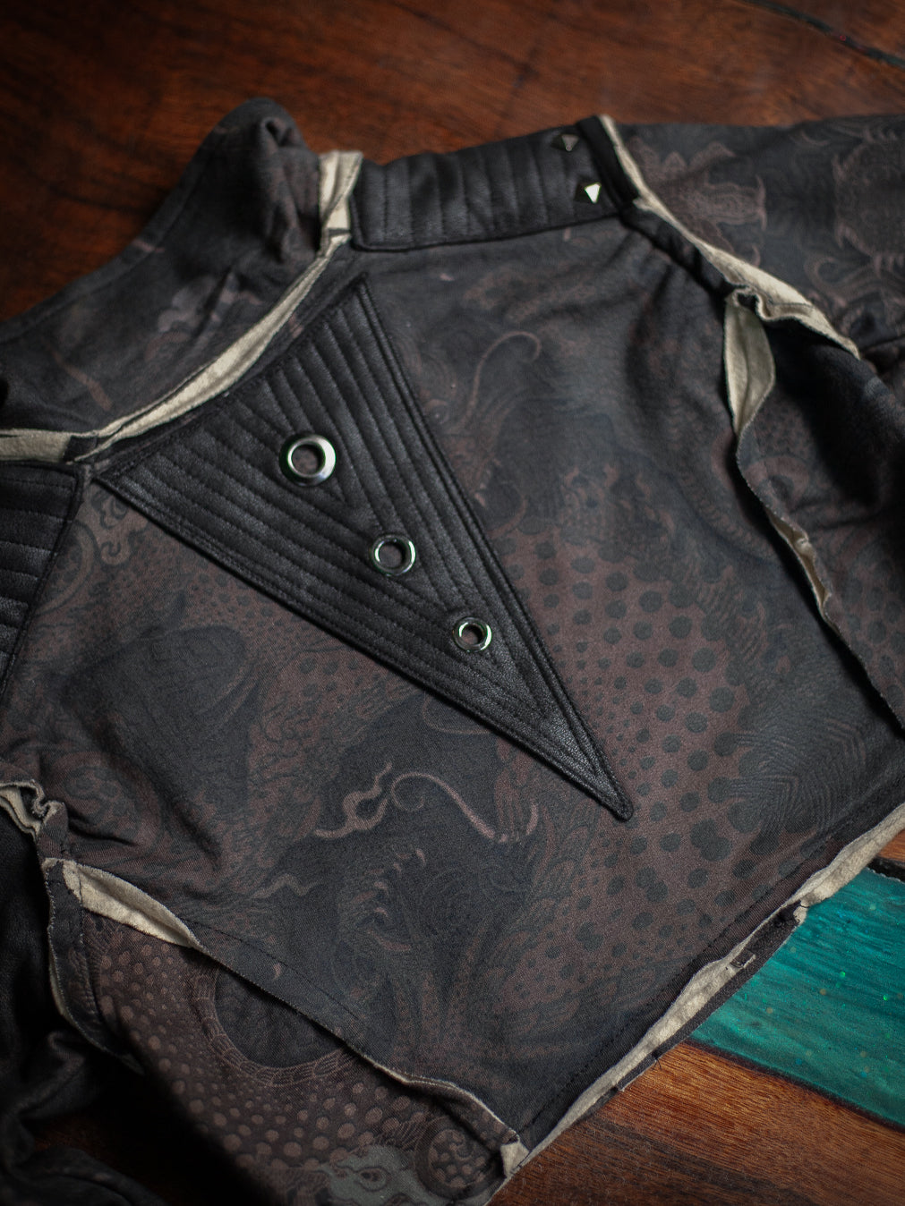 Crop Jacket Woman Neotokyo Punk  / Cotton Looper Fake Leather - DRAGONSKIN