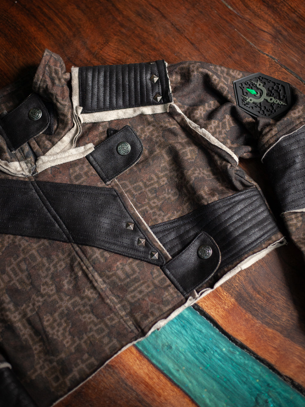 Crop Jacket Woman Neotokyo Punk / Cotton Looper Fake Leather - LEOPARDUS LAGARTIKA