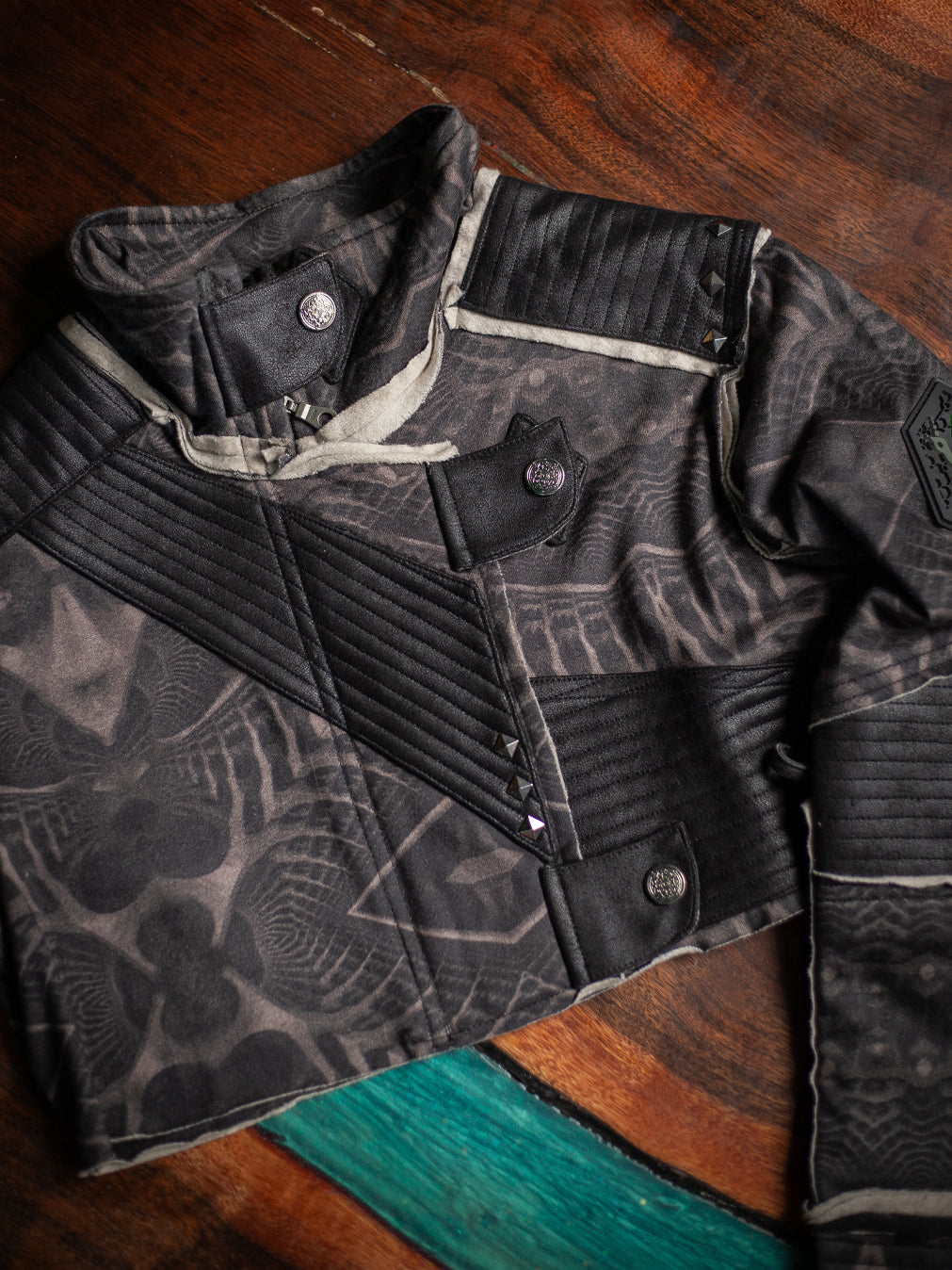 Crop Jacket Woman Neotokyo Punk  / Cotton Looper Fake Leather - SANDOKAN