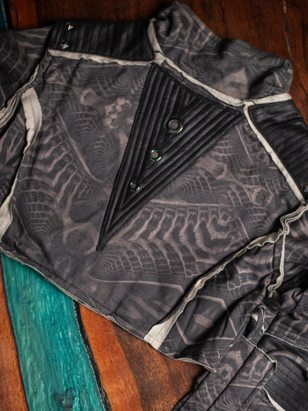 Crop Jacket Woman Neotokyo Punk  / Cotton Looper Fake Leather - SANDOKAN