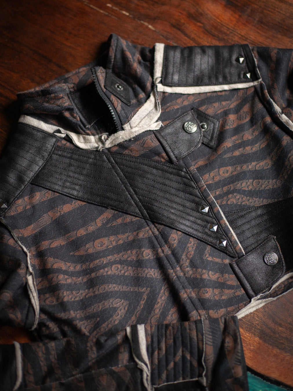 Crop Jacket Woman Neotokyo Punk  / Cotton Looper Fake Leather - SHERKANKA