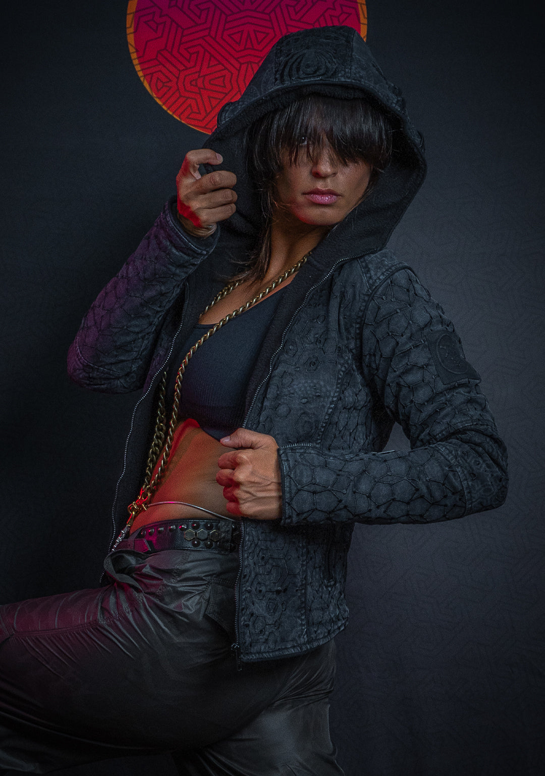 Hooded Jacket Woman / Denim Laser Print Digital Embroidery - DRAGONS KAMBOZII PENTA