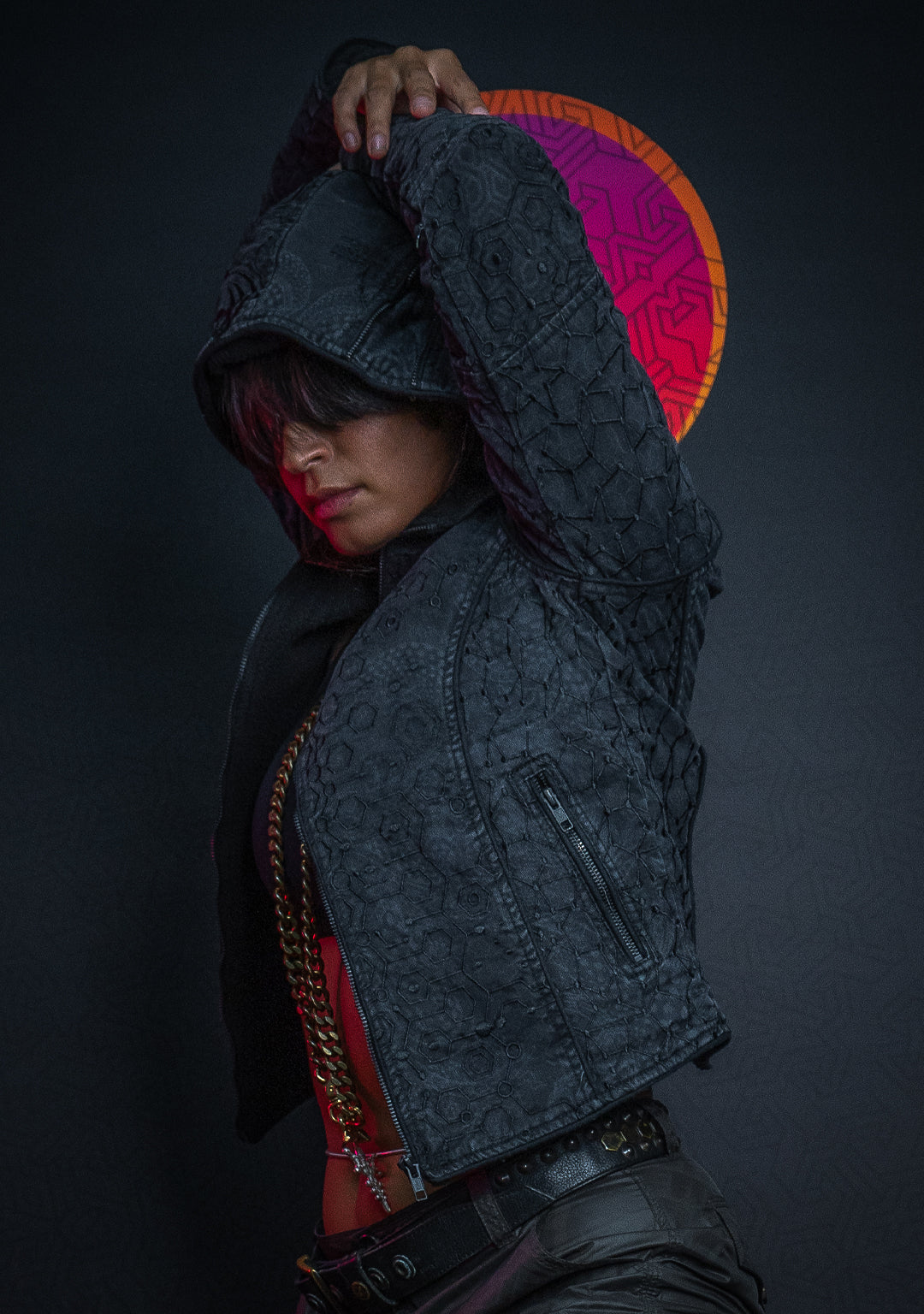 Hooded Jacket Woman / Denim Laser Print Digital Embroidery - DRAGONS KAMBOZII PENTA