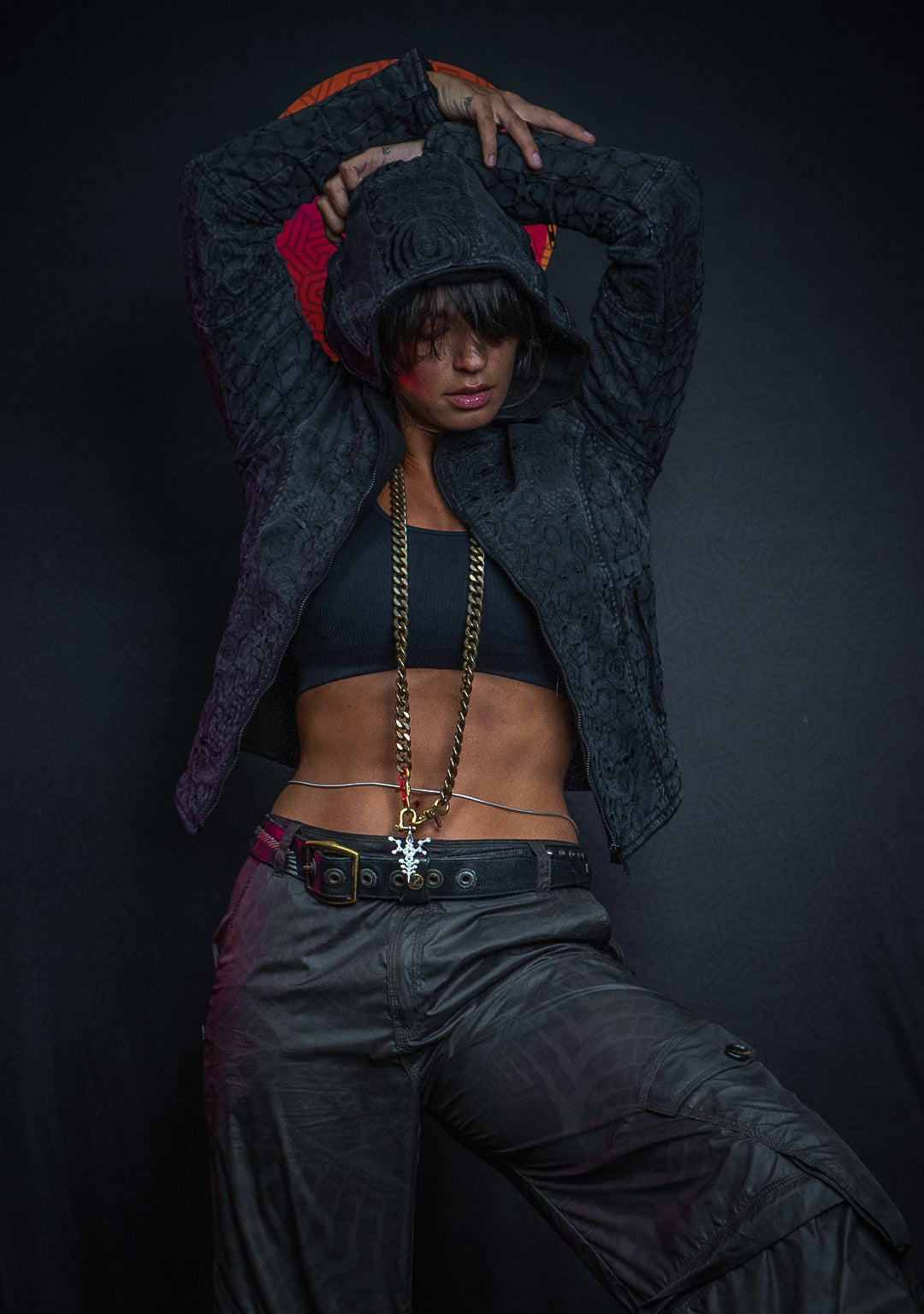 Hooded Jacket Woman / Denim Laser Print Digital Embroidery - DRAGONS KAMBOZII PENTA