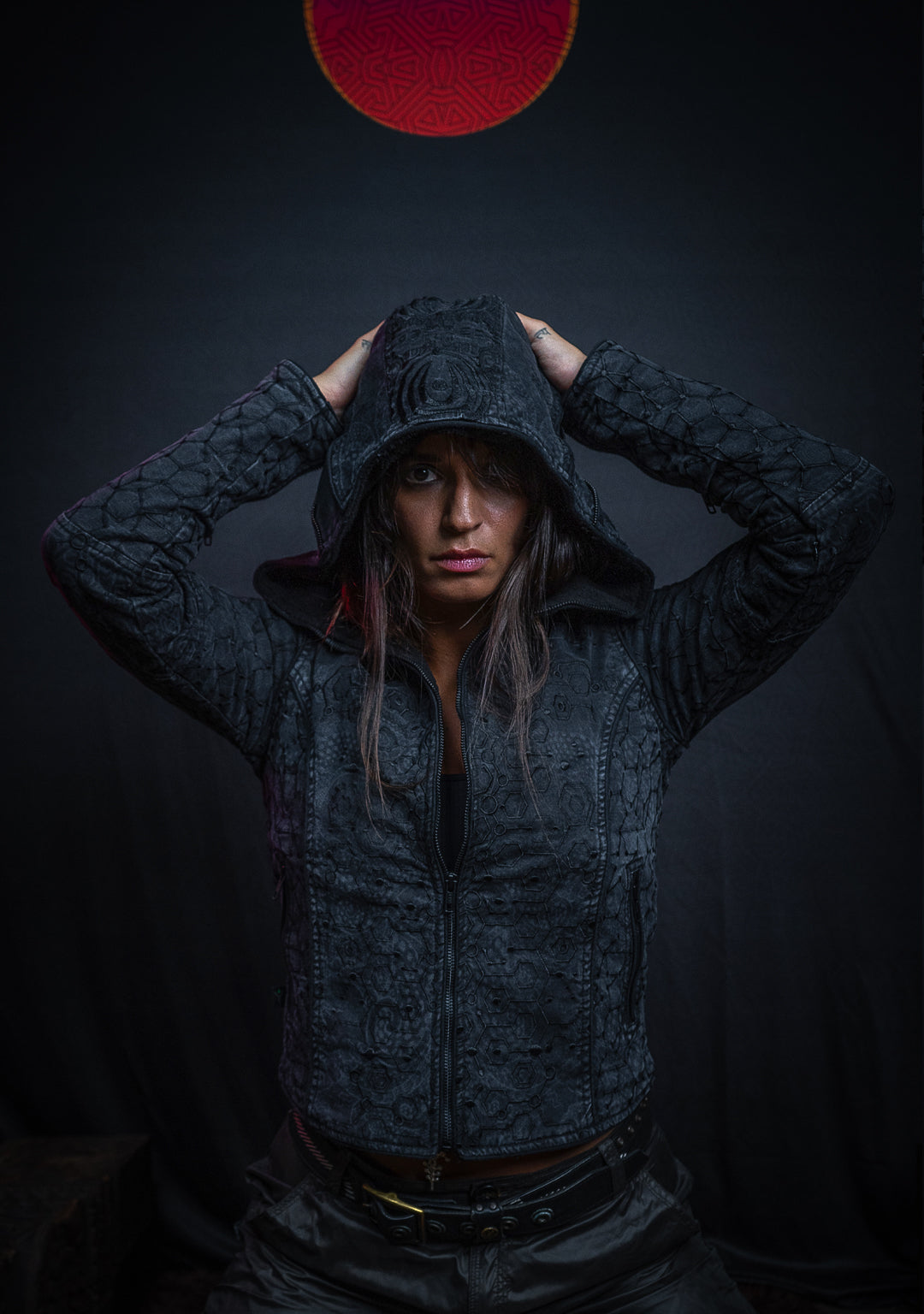 Hooded Jacket Woman / Denim Laser Print Digital Embroidery - DRAGONS KAMBOZII PENTA