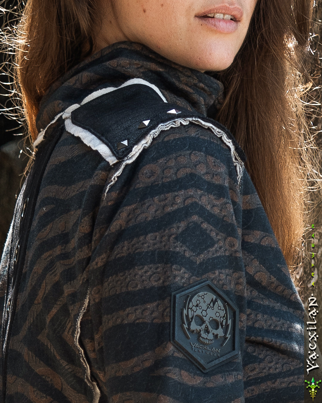 Crop Jacket Woman Neotokyo Punk  / Cotton Looper Fake Leather - SHERKANKA