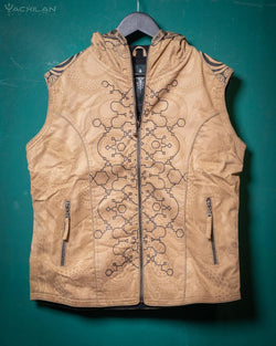 Jacket Sleeveless Woman / Cotton Printed hoodie Sand - IKARO - Yacxilan Artwear