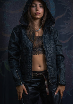 Hooded Jacket Woman / DENIM - KAMBOZII DESINTEGRATION Twill Rubber Print