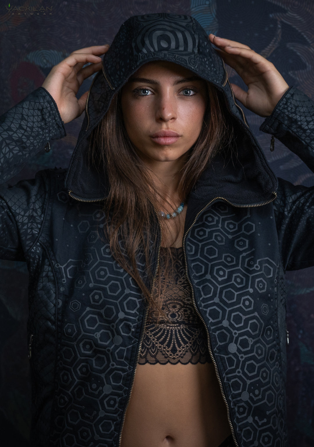 Hooded Jacket Woman / DENIM - KAMBOZII DESINTEGRATION Twill Rubber Print