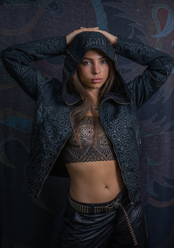 Hooded Jacket Woman / DENIM - KAMBOZII DESINTEGRATION Twill Rubber Print