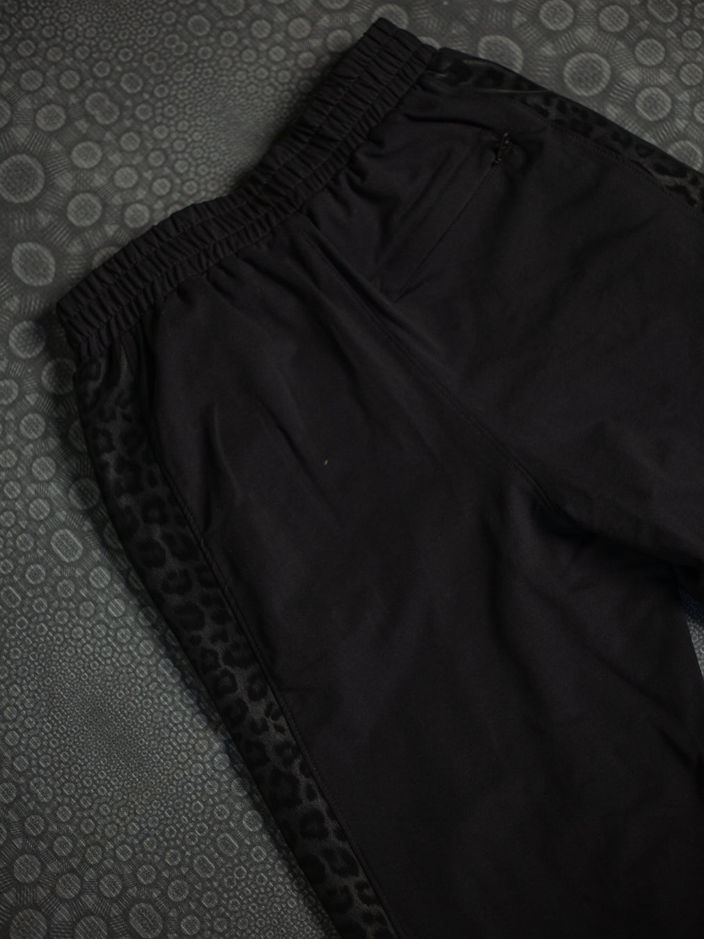 Pants Men Joggers / Cotton Fleece Fake Leather Patches - BLAK LEOPARD