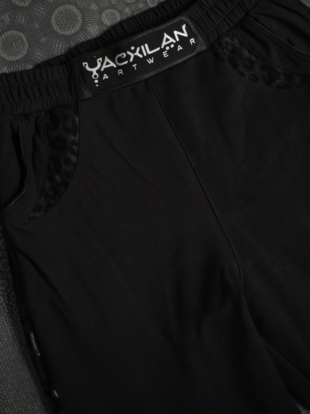 Pants Men Joggers / Cotton Fleece Fake Leather Patches - BLAK LEOPARD