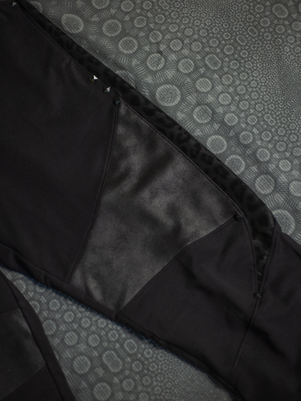 Pants Men Joggers / Cotton Fleece Fake Leather Patches - BLAK LEOPARD