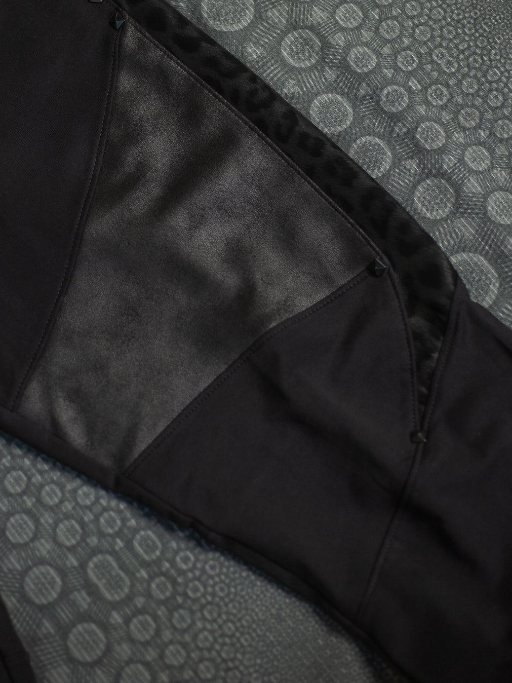 Pants Men Joggers / Cotton Fleece Fake Leather Patches - BLAK LEOPARD