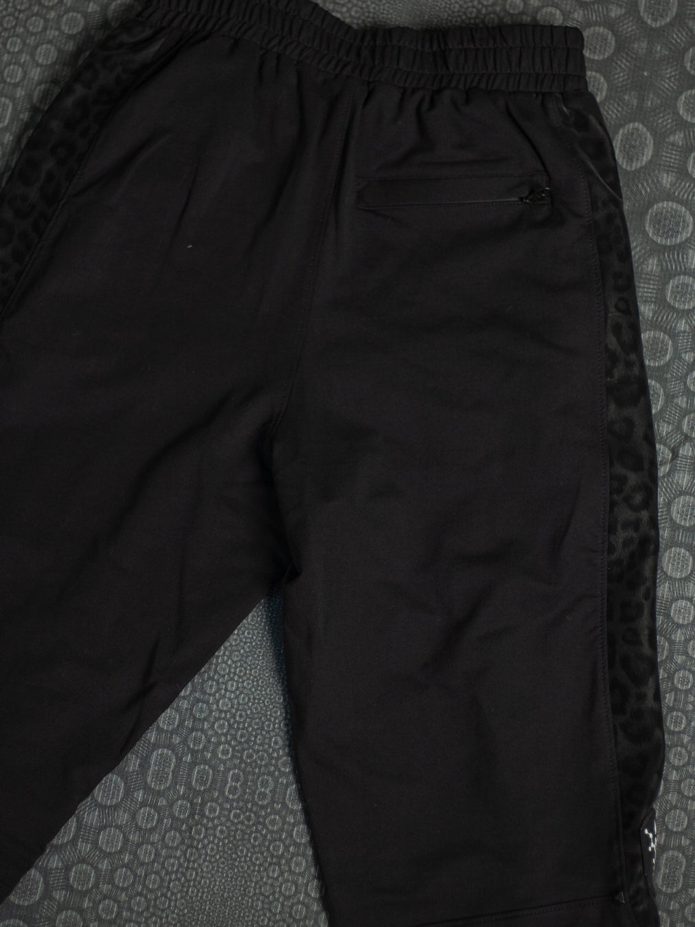 Pants Men Joggers / Cotton Fleece Fake Leather Patches - BLAK LEOPARD