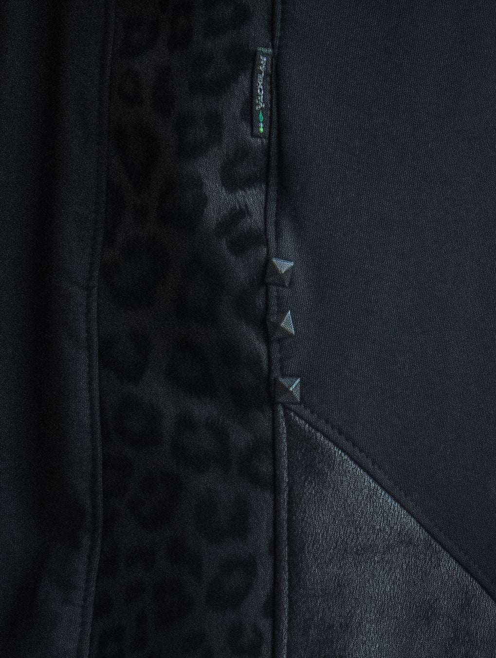 Pants Men Joggers / Cotton Fleece Fake Leather Patches - BLAK LEOPARD
