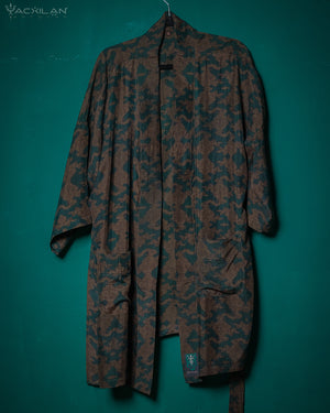Japanese Kimono / Handwoven Dyed Silk  -Dark SMOKICLOUDS