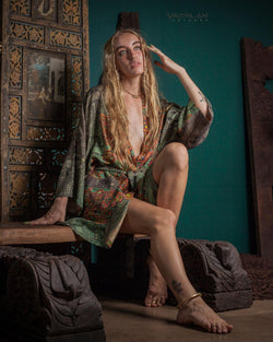 Kimono Long Chinese SILK - ATLANTIS - Yacxilan Artwear