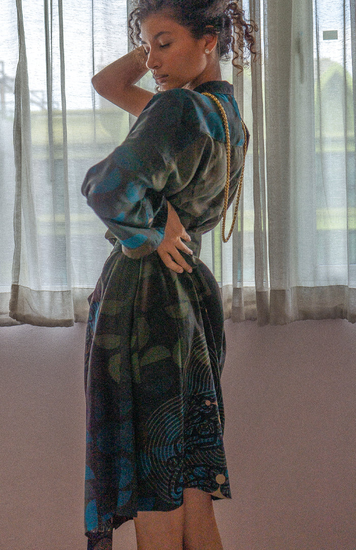 Classic Kimono / Chinese Silk - CACAO TEAL