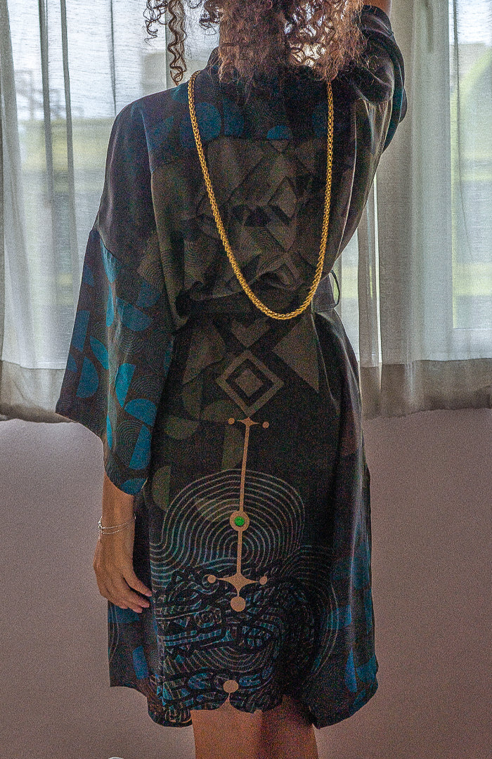 Classic Kimono / Chinese Silk - CACAO TEAL