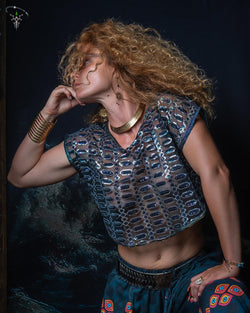 Wideneck Top / Special pieces - Sequins DIAMOND - Yacxilan Artwear