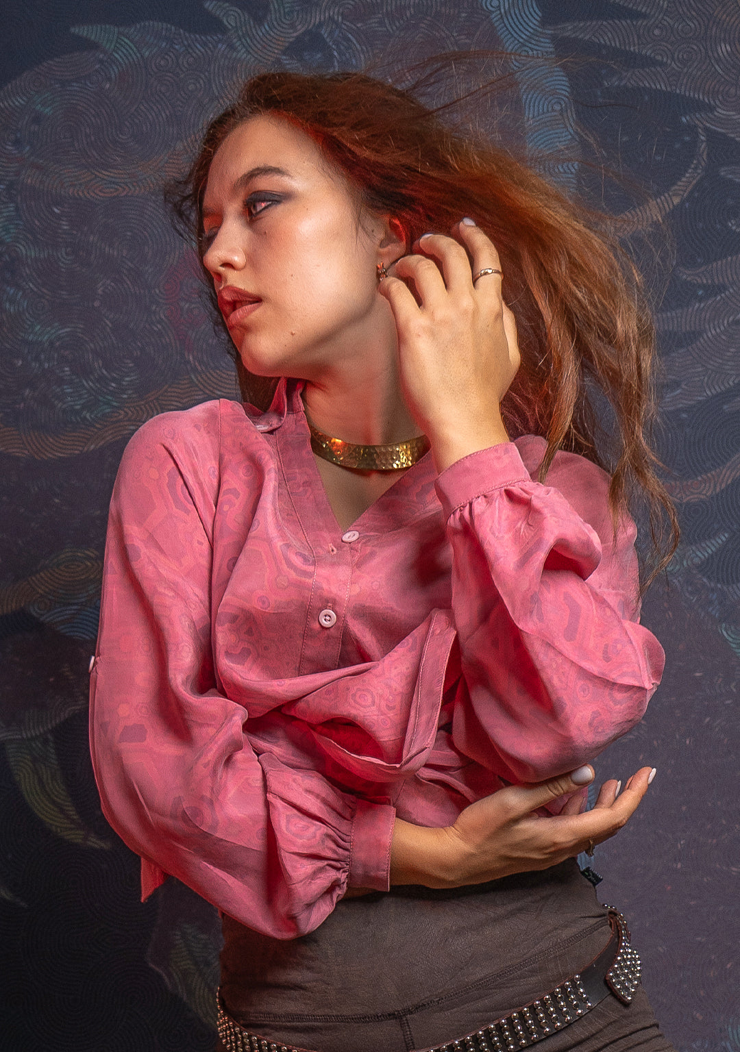 Shirt Woman Long Sleeves / Flaps Kupra - PINK DEMETRIO