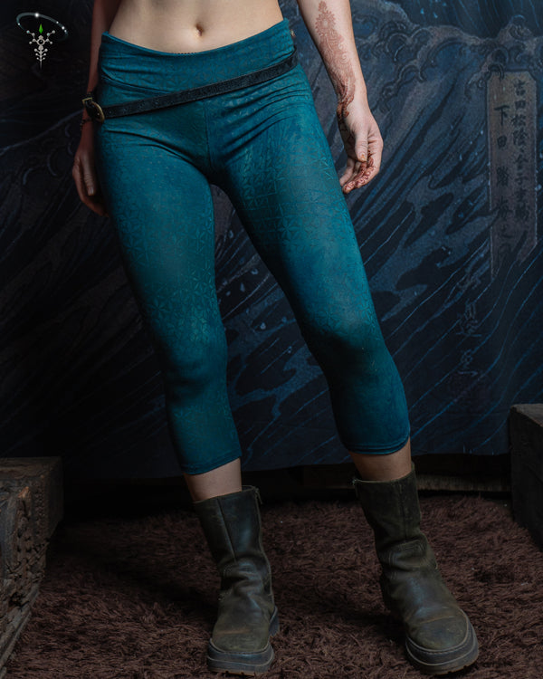 Short Leggings Woman / Bamboo Jersey Veg Dye Veg Print - Greendigo SANDSOTIME