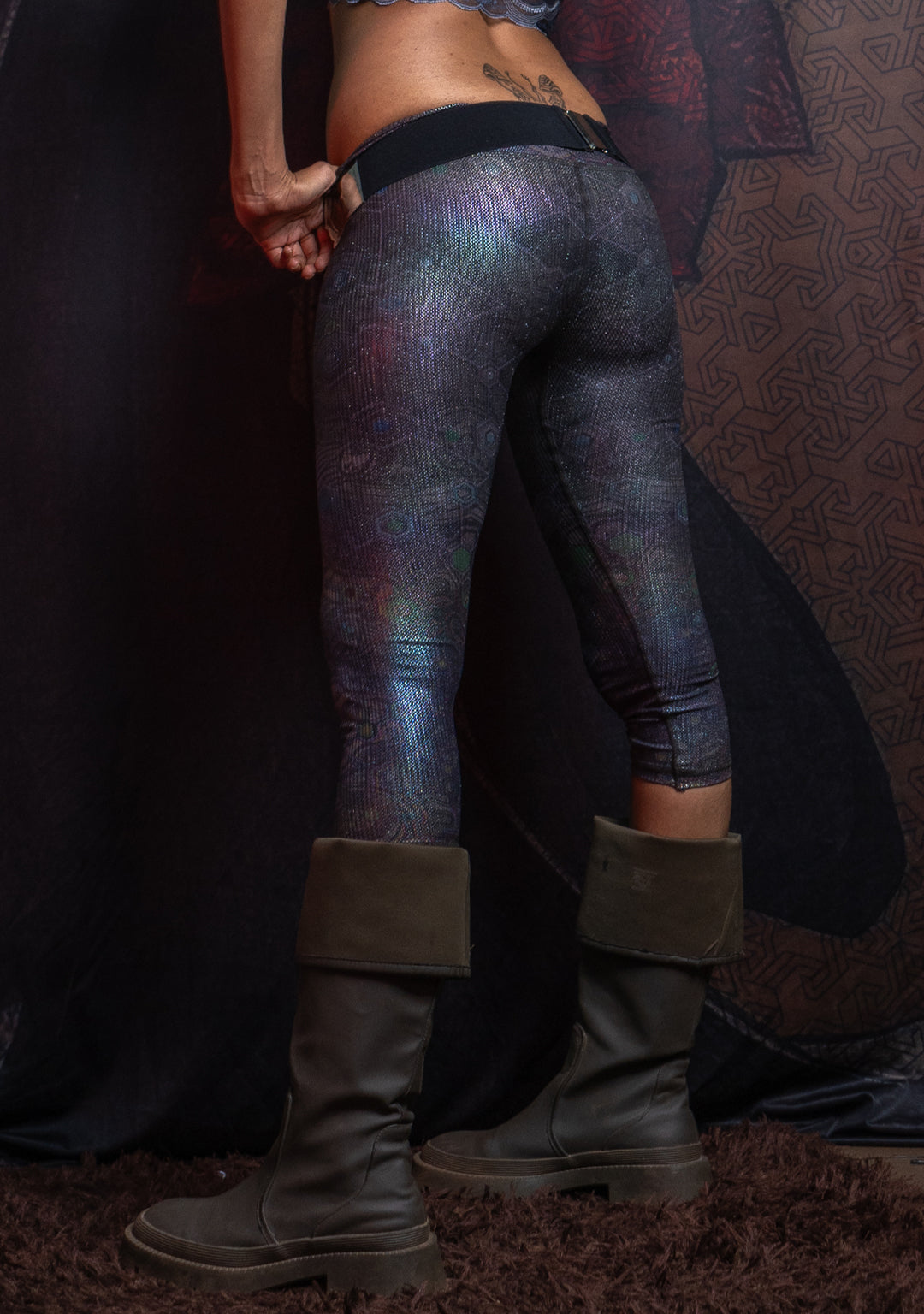 Leggings Woman Capri / Holographic Rainbow Dots Flatrib - PSYGALAK