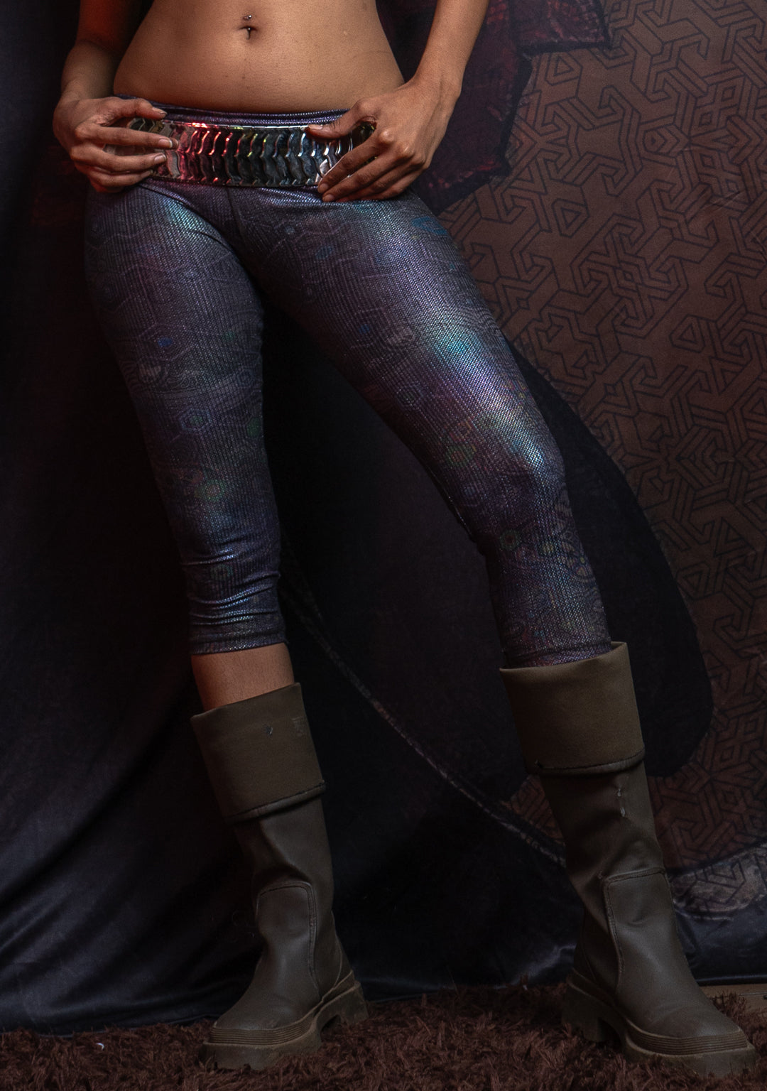 Leggings Capri / Holographic Rainbow Dots Flatrib - PSYGALAK