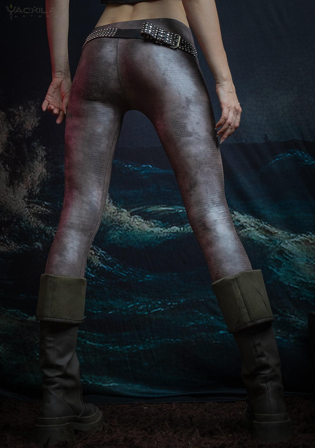 Leggings / Scuba Foil - Grey SNAKE