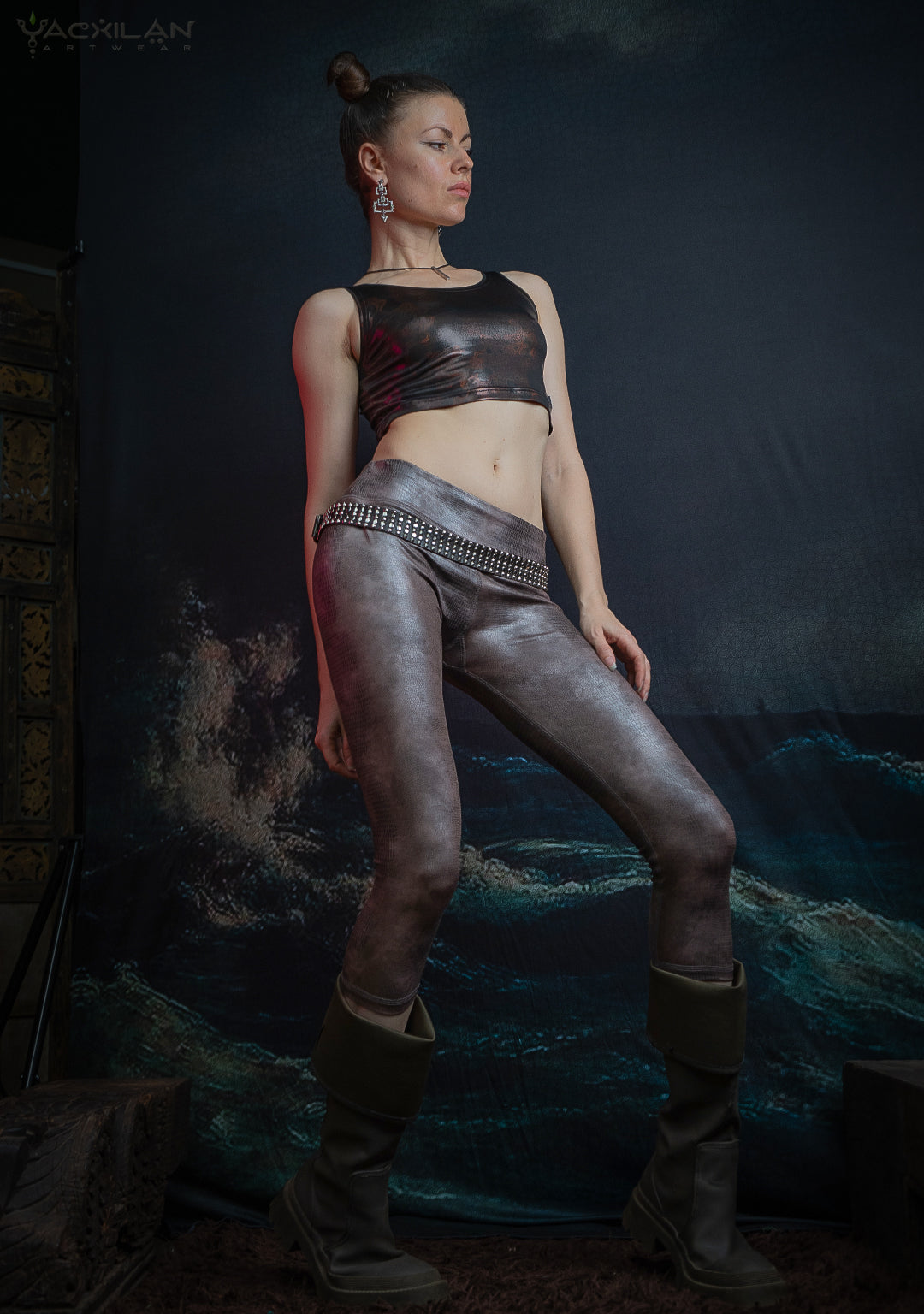 Leggings Woman Short / Unique Piece Grey SNAKE Poliamide