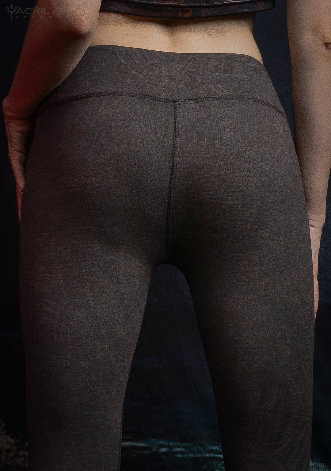 Leggings Yogawear Long / Organic Bamboo Jersey Veg Dye Veg Print - Brown POPPYFIELDS