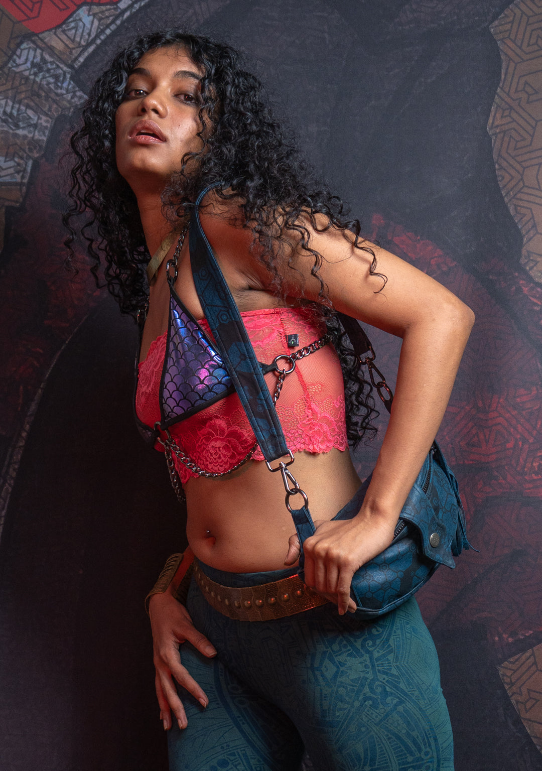 Woman Crop Top / Braband Elastic Lace - PINK