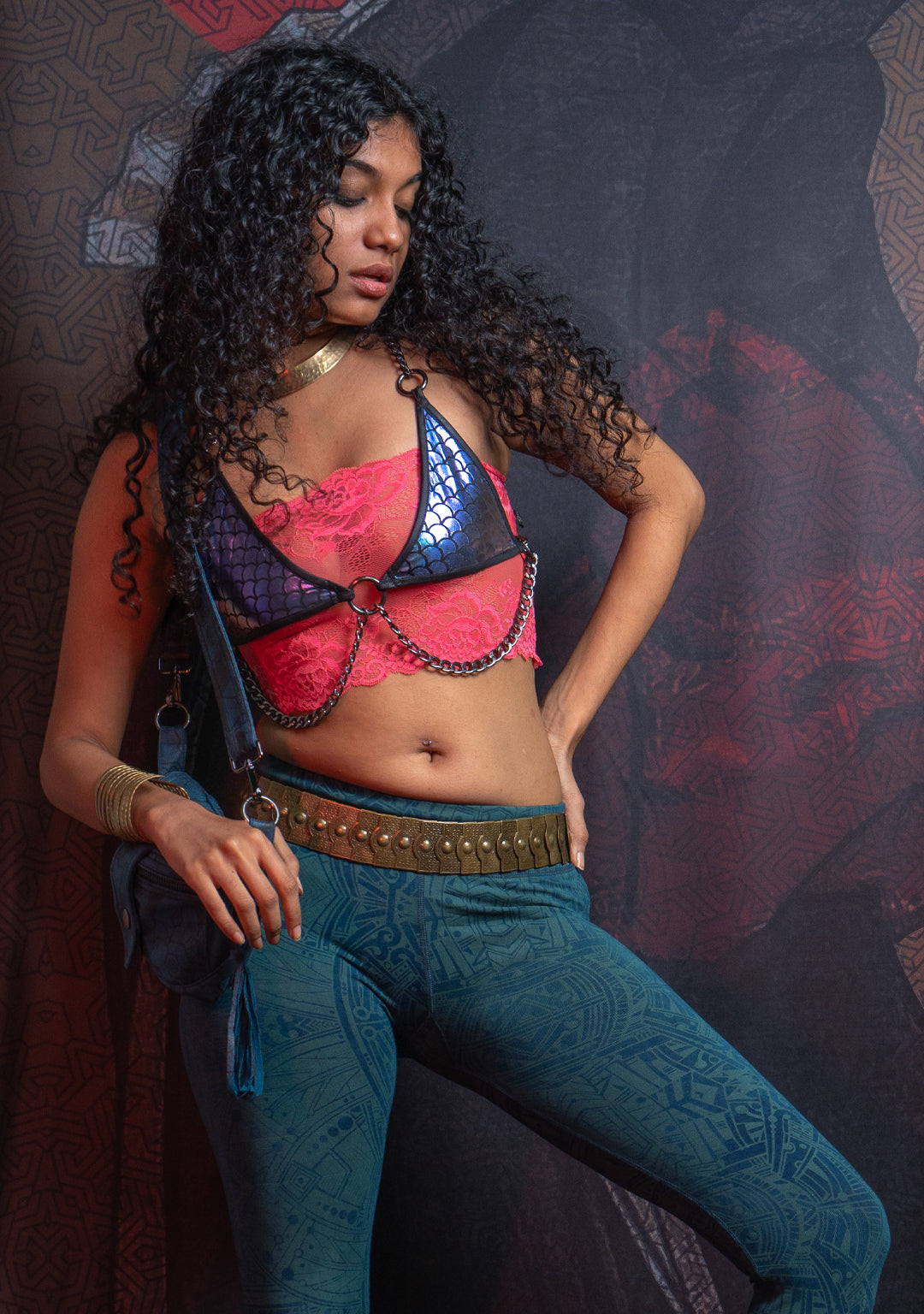 Woman Crop Top / Braband Elastic Lace - PINK