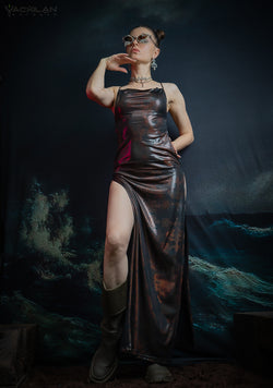 Long Bomb Dress / Holographic Licra - Copper ATLANTHEON