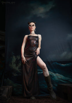 Long Bomb Dress / Holographic Licra - Copper ATLANTHEON