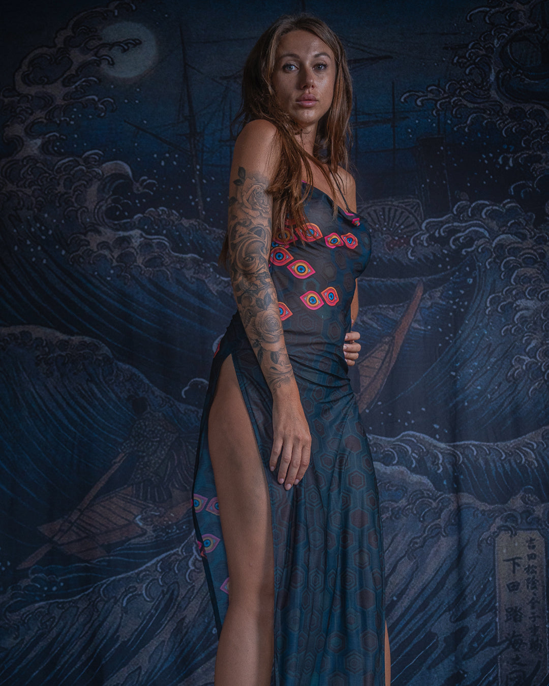 Long Bomb Dress / Translucid Stretchy Voile- SEXTIESEYEZES