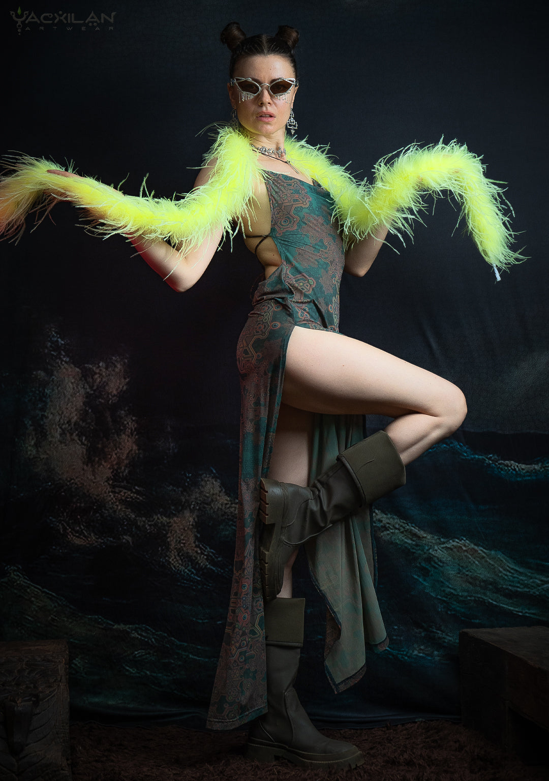 Long Bomb Dress / Thin Poliamide - Olive ATLANTHEON