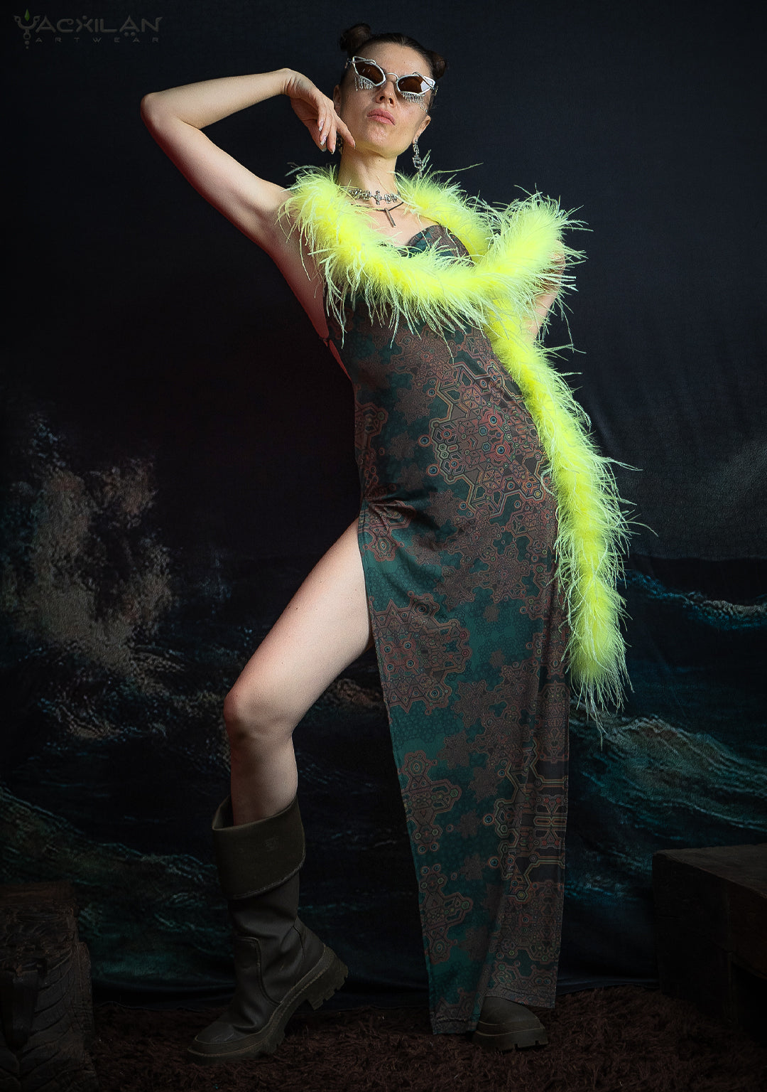 Long Bomb Dress / Thin Poliamide - Olive ATLANTHEON