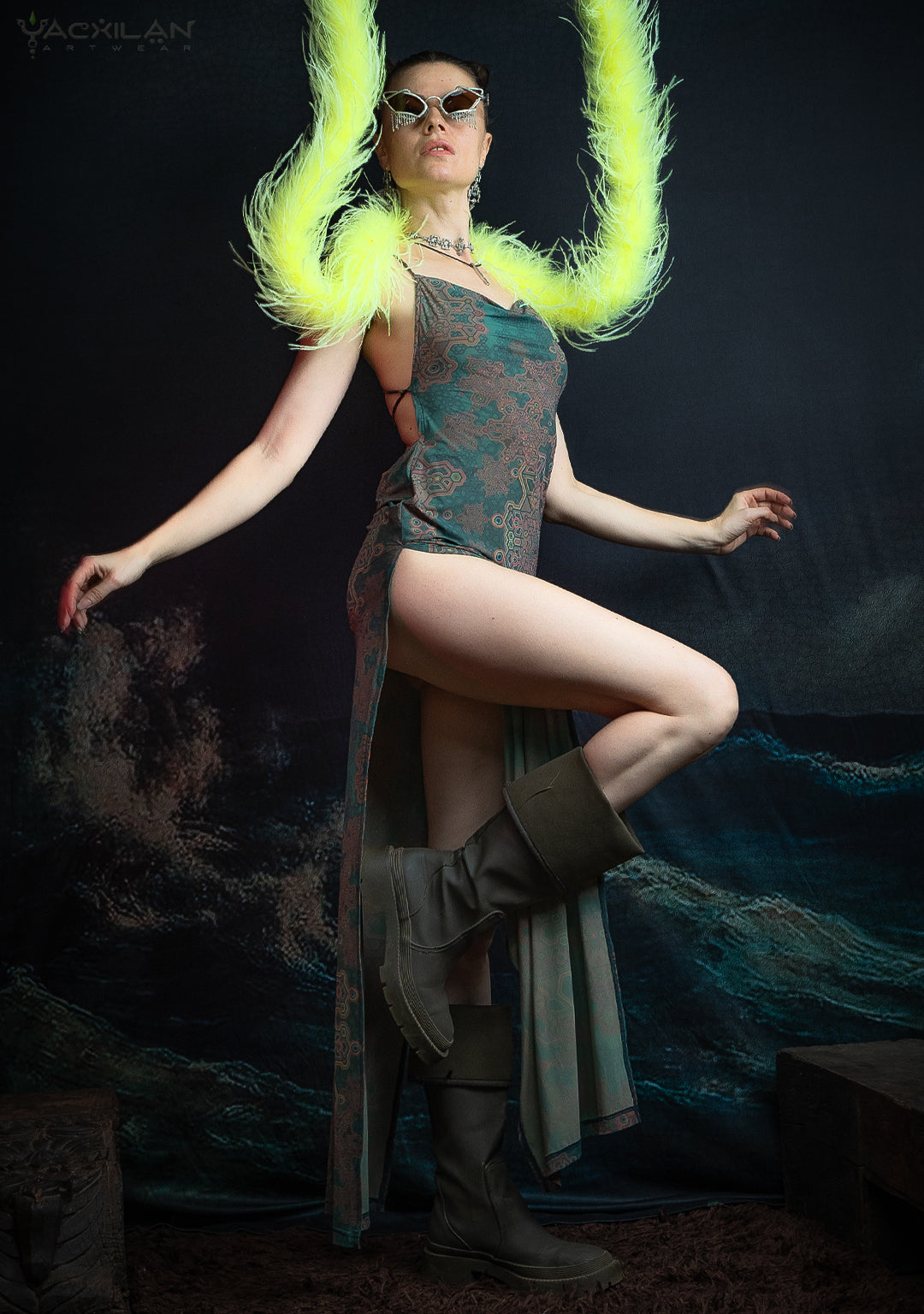 Long Bomb Dress / Thin Poliamide - Olive ATLANTHEON