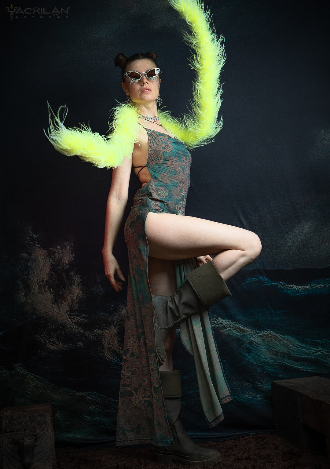 Long Bomb Dress / Thin Poliamide - Olive ATLANTHEON