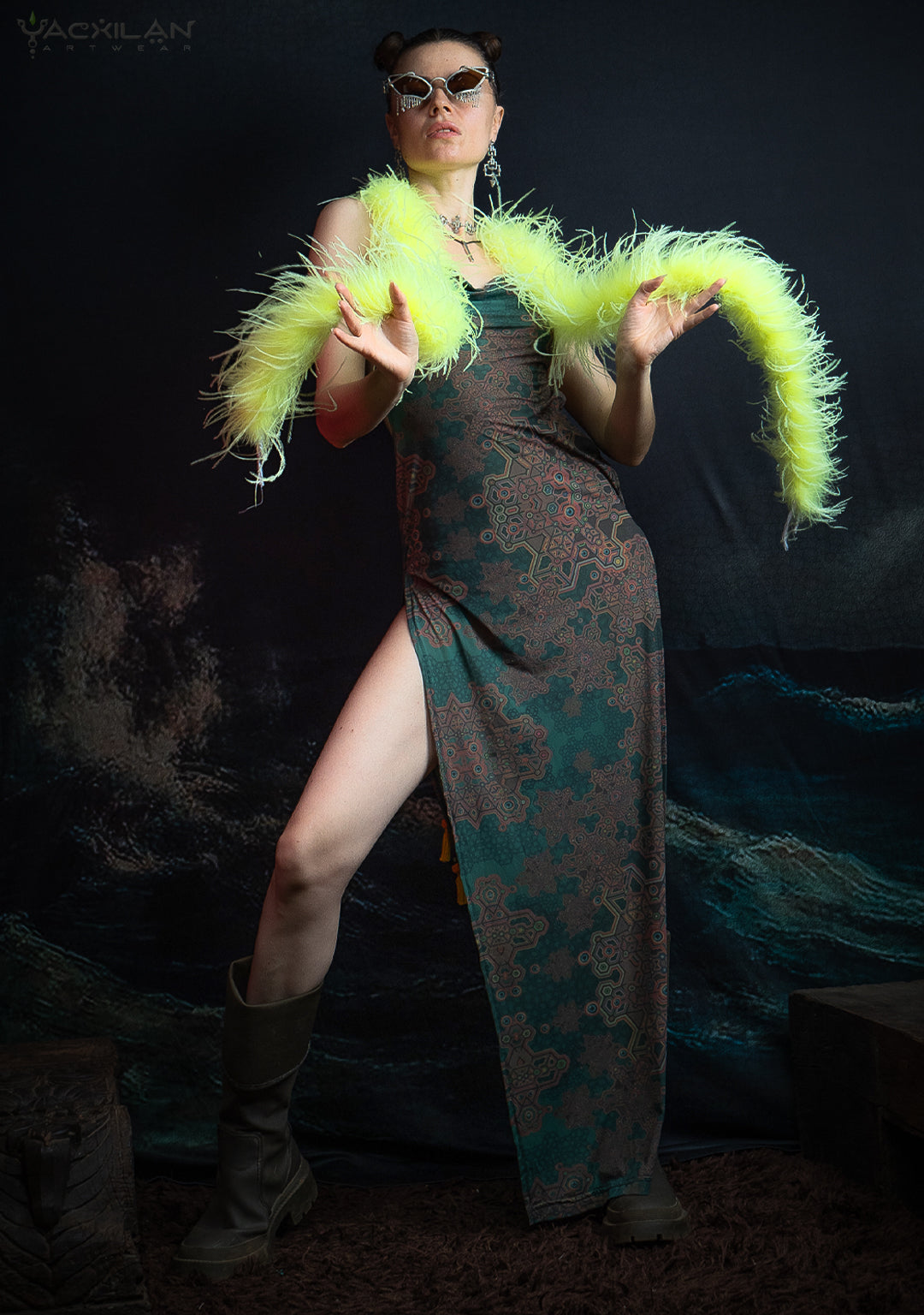 Long Bomb Dress / Thin Poliamide - Olive ATLANTHEON