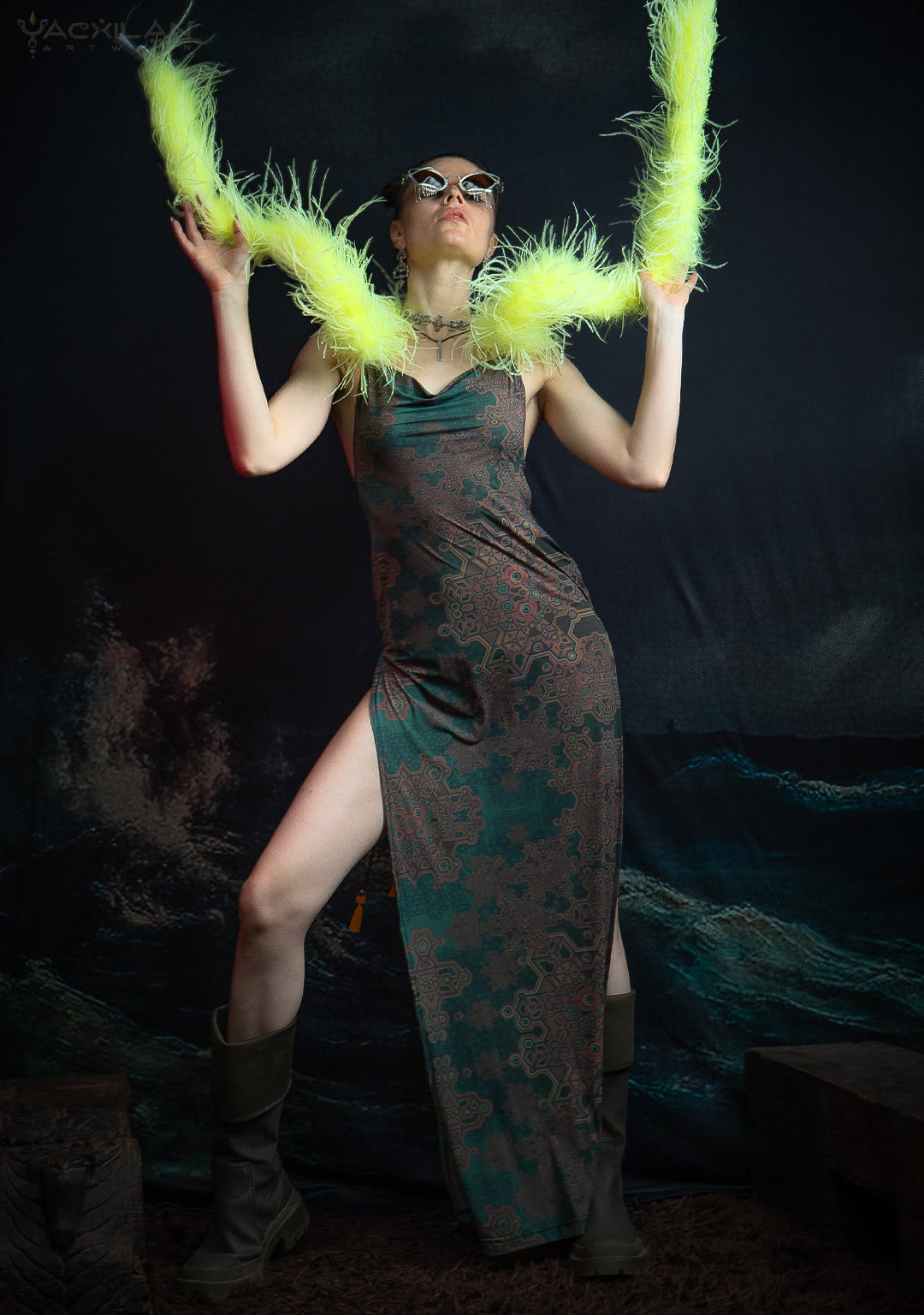 Long Bomb Dress / Thin Poliamide - Olive ATLANTHEON