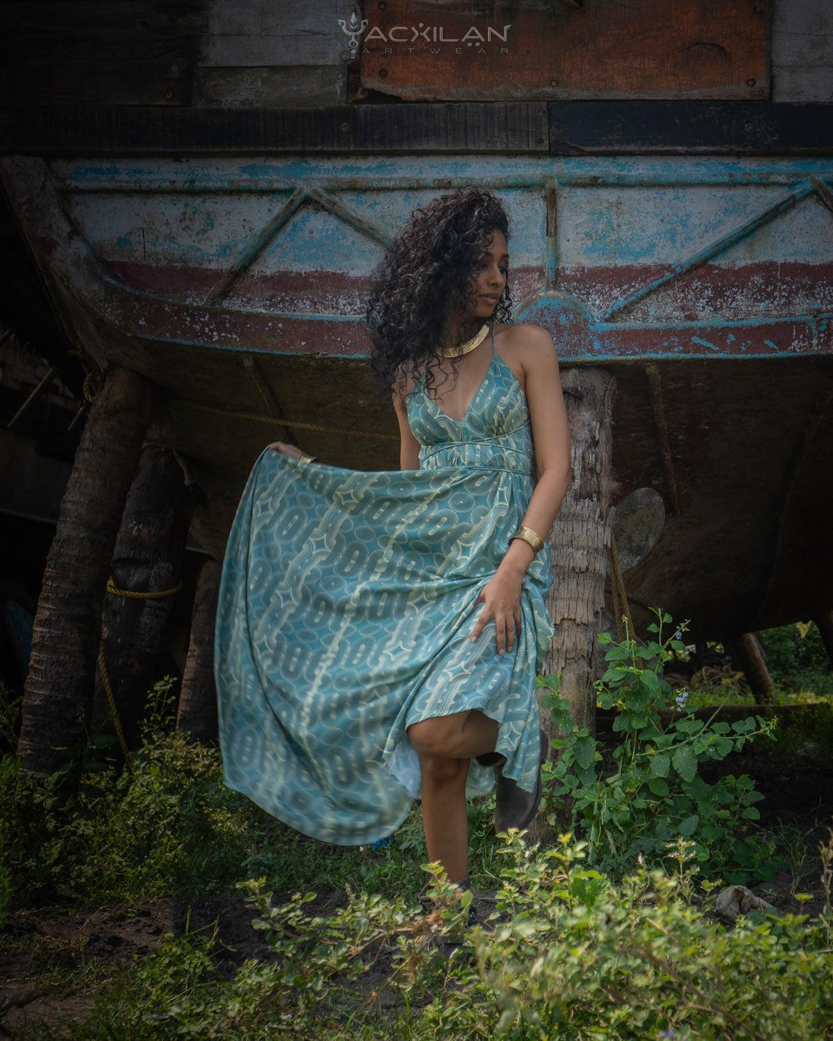 Long Dress Triangle / Bamboo - BLUSTAR - Yacxilan Artwear