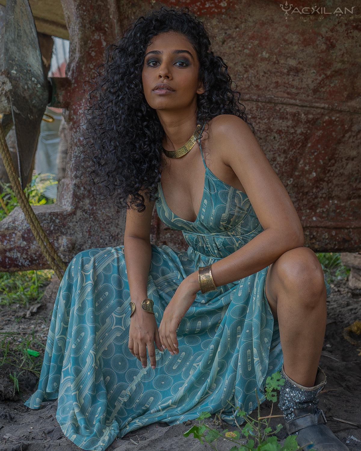 Long Dress Triangle / Bamboo - BLUSTAR - Yacxilan Artwear