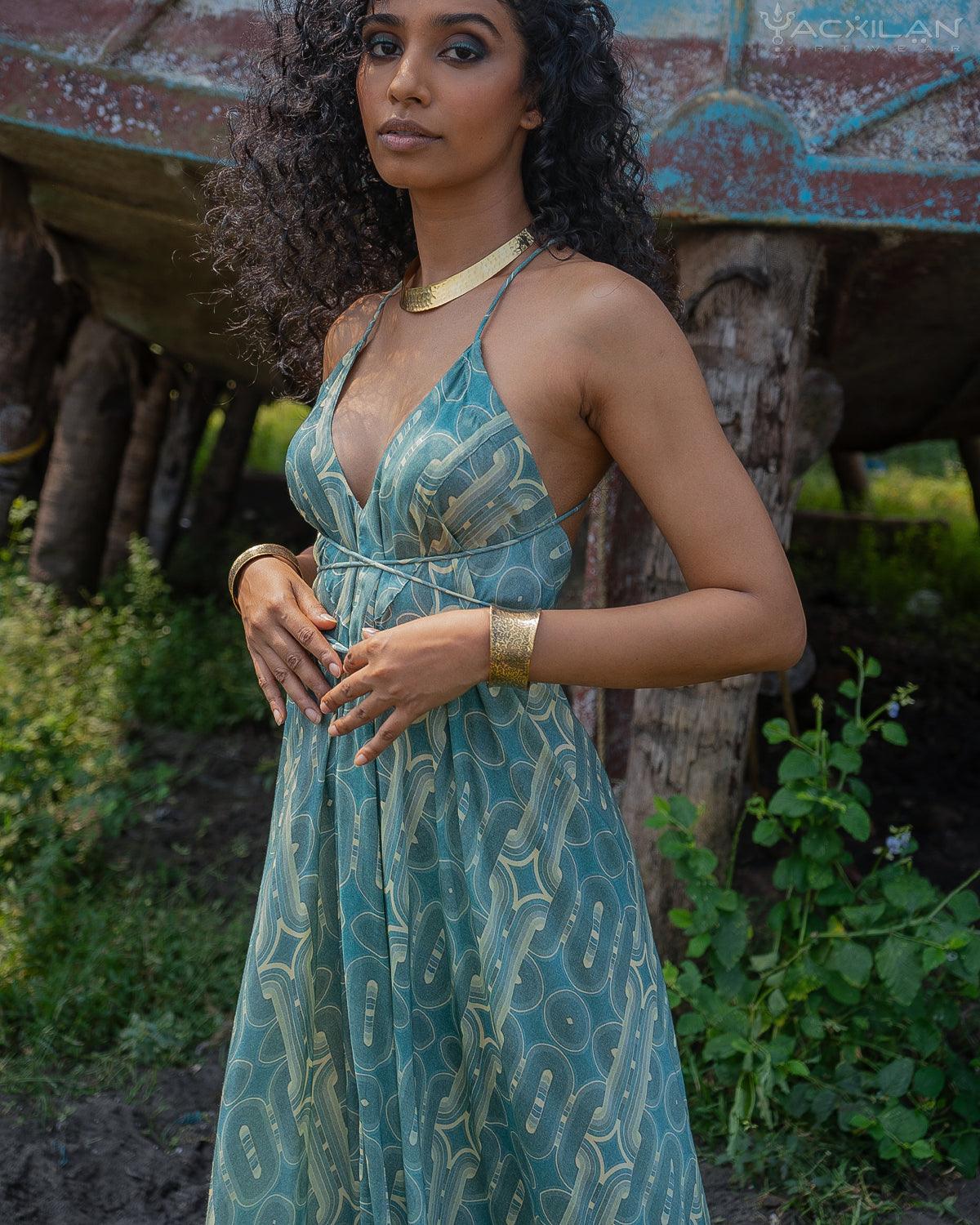 Long Dress Triangle / Bamboo - BLUSTAR - Yacxilan Artwear