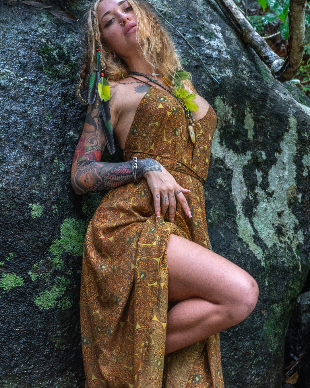 Triangle Long Dress/ Bamboo - Mustard SHIBIZAX