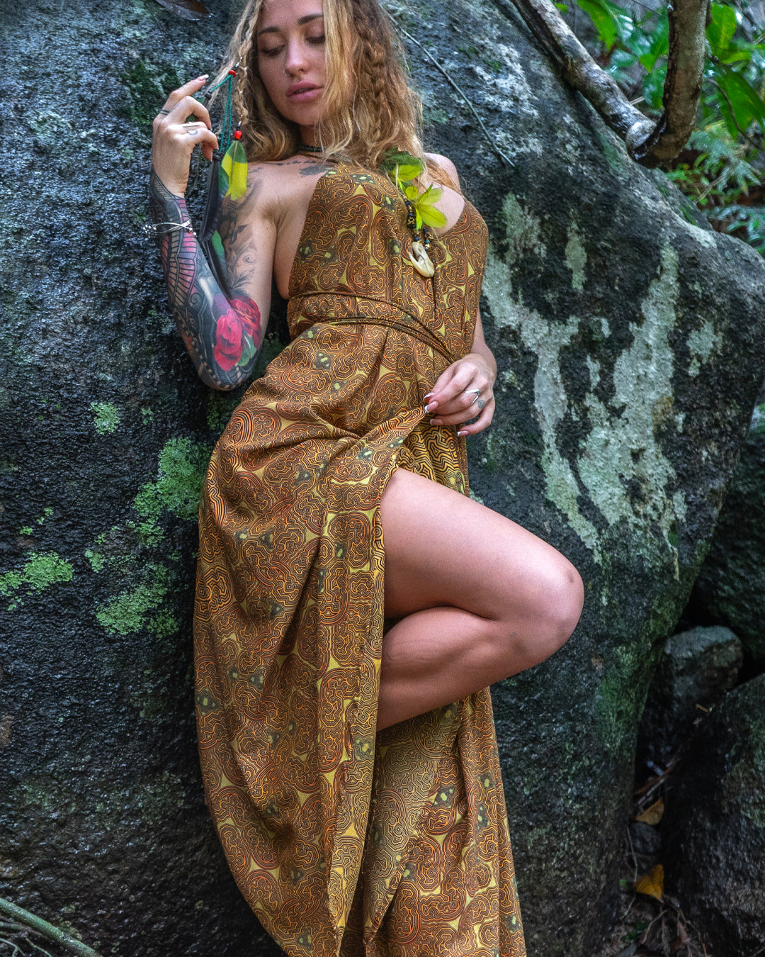 Triangle Long Dress/ Bamboo - Mustard SHIBIZAX